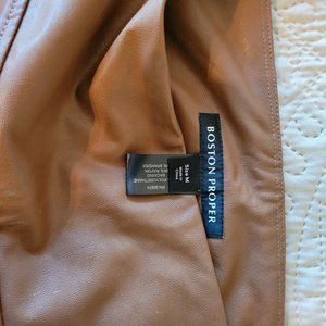 New Boston Proper Faux Leather Cognac Leggings - Medium